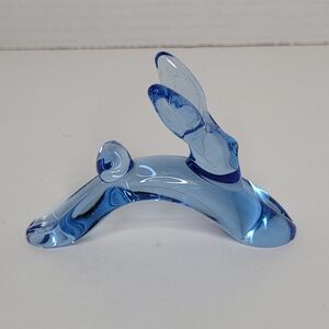 Blue Glass Bunny Rabbit Rare Abstract Minimalist Glass Art Figure